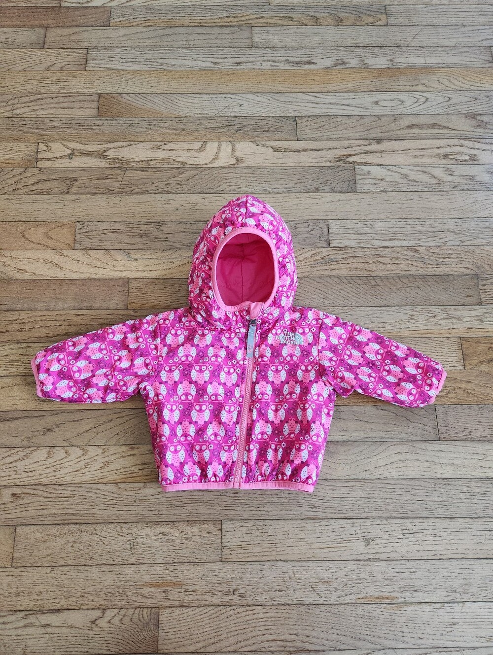 Girls North Face "Owl" Reversible Coat Size 3-6 Months
